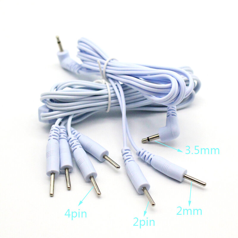 Cables de descarga eléctrica, cables de electrodo Jack de repuesto, pines 2/4/vía, 2,5/3,5mm, para unidad TENS/EMS