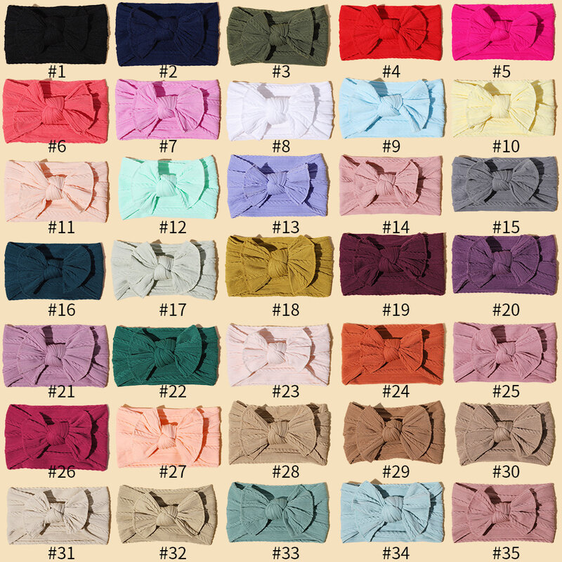 女の子のためのツイストケーブル付き蝶ネクタイ付きヘッドバンド,新生児の結び目付きターバン,44色