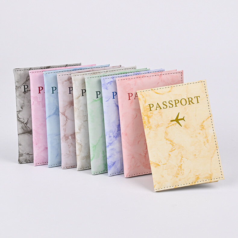 Fundas para pasaporte con patrón de mármol de Color Macaron, soporte para documentos ultrafino, soporte para pasaporte de viaje, fundas para tarjetas de identificación, accesorios de viaje
