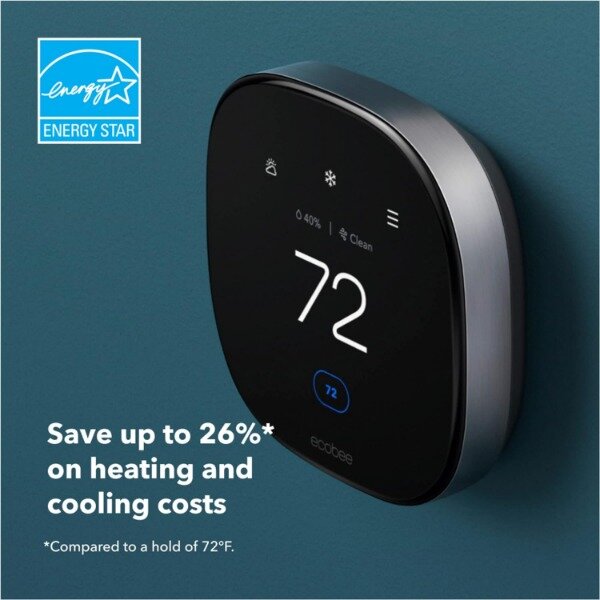 Ecobee Premium termostat cerdas baru dengan Sensor cerdas dan Monitor kualitas udara, termostat Wifi yang dapat diprogram-bekerja dengan Siri