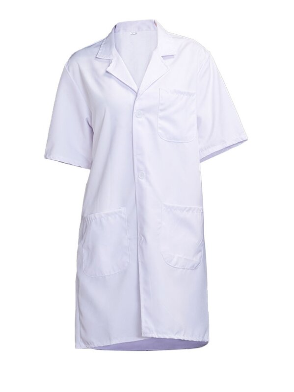 女性用の白い半袖コート,上質な食品工場,作業服,実験室用の医師のドレス,実験室用の実験室用チョッキ,大きいサイズ