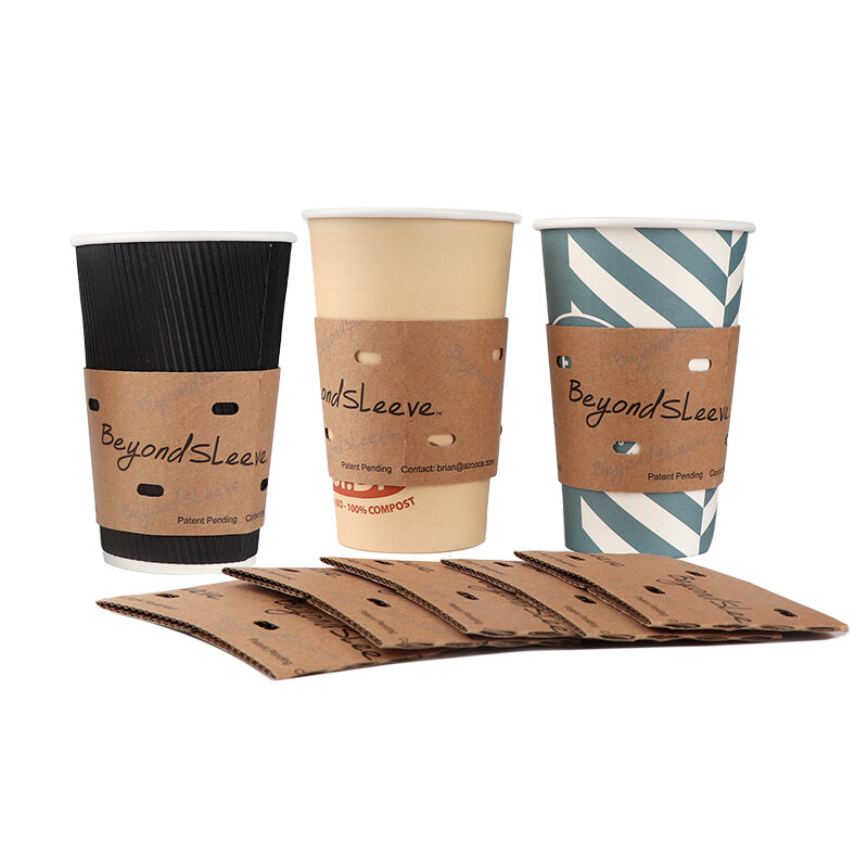 뜨거운 종이 단열 컵 슬리브, 친환경 일회용 보호 주름진 커피 종이 컵, 맞춤형 제조 업체