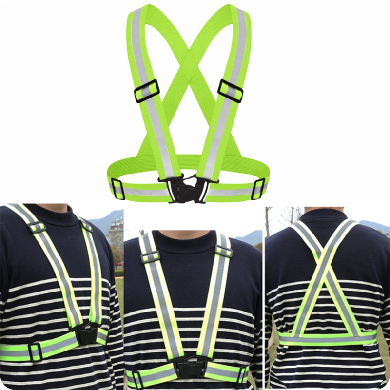 Outdoor Reflective Elastic Adjustable Strap Vest Night Light Cycling Waterproof Safety Vest Highlight Portable Safety Reflective