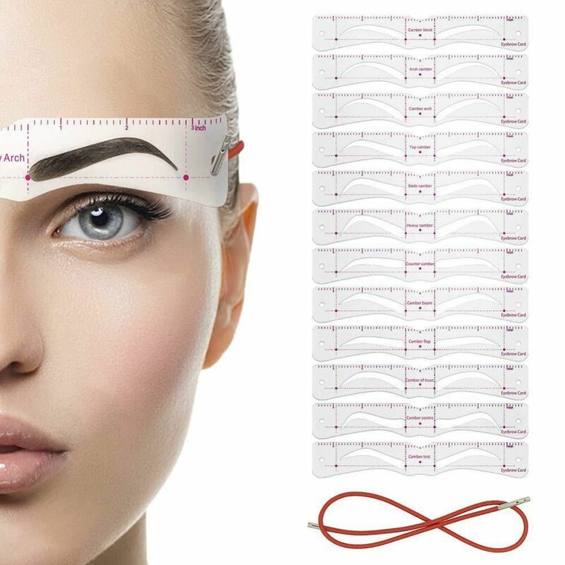 For Eyebrow Pencil Stickers Reusable Make Up Tools Eye Brow Stamp Grooming Shaper Template 12 Styles Eyebrow Stencil