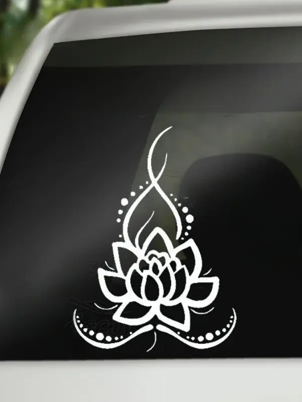 Celestial Lotus Flower Decalques para carro, Janela Art Decor, Meditação, Yoga, Zen Boho Decal, Padrão Decoração Tronco do carro, Novo Design
