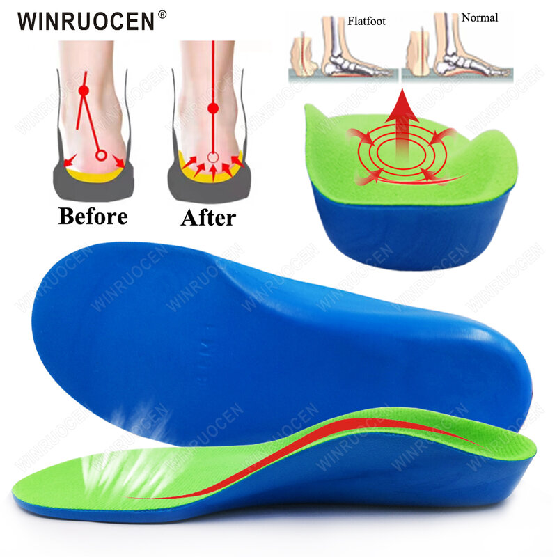 WINRUOCEN Alas Kaki Alas Kaki Datar Sol Ortotik Dukungan Lengkungan Profesional Anak Cubtus Varus XO untuk Sol Sisipan Sepatu