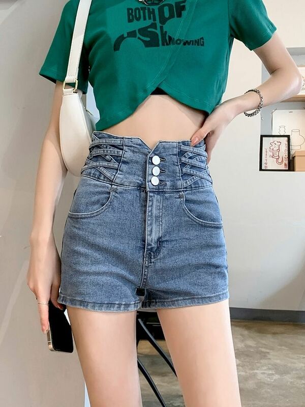 Spodenki damskie jeansowe Hotsweet modna czysta dama lato koreański styl seksowna dziewczyna klub nocny wysoki stan Casual Vintage wakacje spodnie