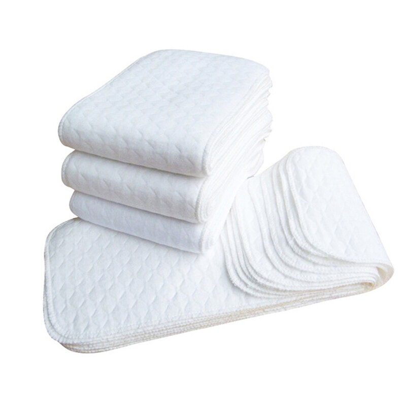 Nuovo 10 pz/set pannolini riutilizzabili per bambini pannolini di cotone ecologici lavabili 3 strati pannolini di stoffa per bambini assorbenti traspiranti
