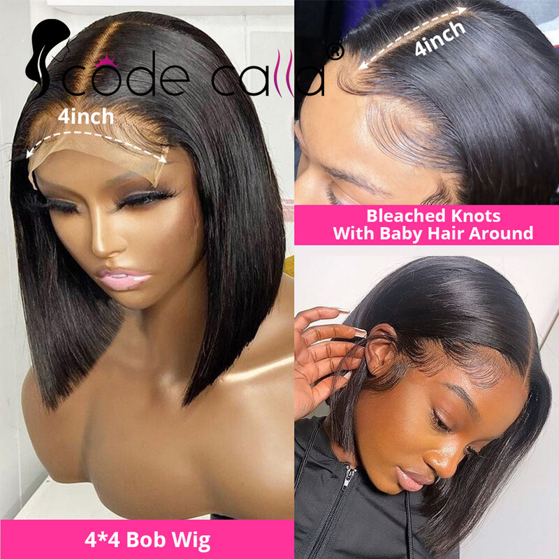 Bob Wig Lace Front Human Hair Wigs Short Pre Plucked Straight 13x4 HD Transparent Lace Frontal Wig Bob on Sale 4X4 Lace Closure