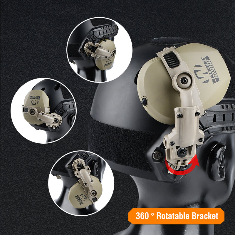 ARCWalker-Soporte táctico para auriculares, soporte rápido colgante para cascos, rotación de 360 °, adaptador de soporte para auriculares deportivos de impacto