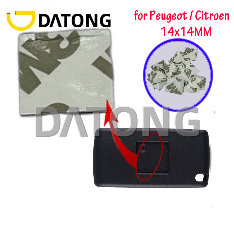 Datong 푸조 307 용 금속 자동차 키 엠블럼, 시트로엥 C2 C3 C5 리모컨 스퀘어 로고 스티커, 키리스 엔트리 포브 배지, 14mm