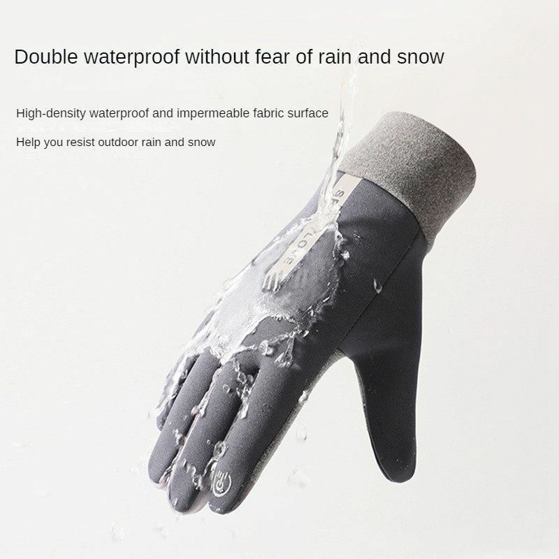 Sarung tangan musim dingin anti angin, sarung tangan olahraga luar ruangan, sarung tangan bulu domba termal, sarung tangan Ski anti angin