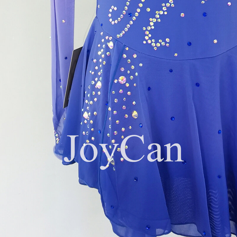 JoyCan-Ice Figure Skating Vestido para Meninas, Spandex Roxo, Malha Elástica, Competição Dance Wear, Personalizado