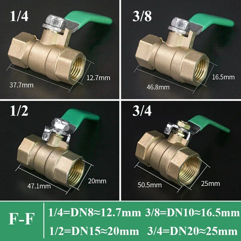 1/8" 1/4'' 3/8'' 1/2'' Female/Male Thread Brass Valve Brass small ball valve Connector Joint Copper Pipe Fitting Coupler Adapter
