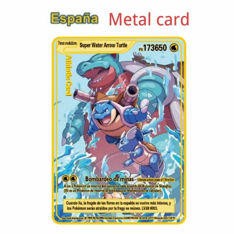 Cartes Pokémon en métal pour enfants, cartes espagnoles, collection de jeux, Pikachu, Charizard, Vstar Golden Limited Gift, Arc192.Vmax, 10000PS