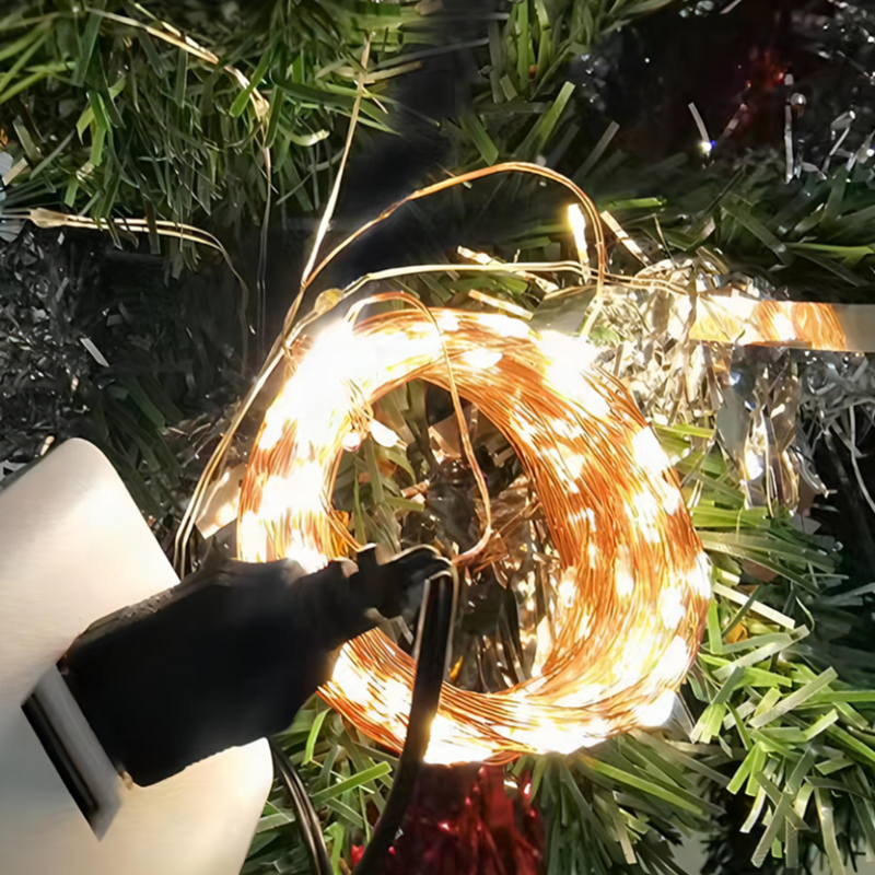 UooKzz-Cadena de luces LED con USB, guirnalda de alambre plateado de cobre, luces de hadas LED impermeables para Navidad, decoración de fiesta de boda