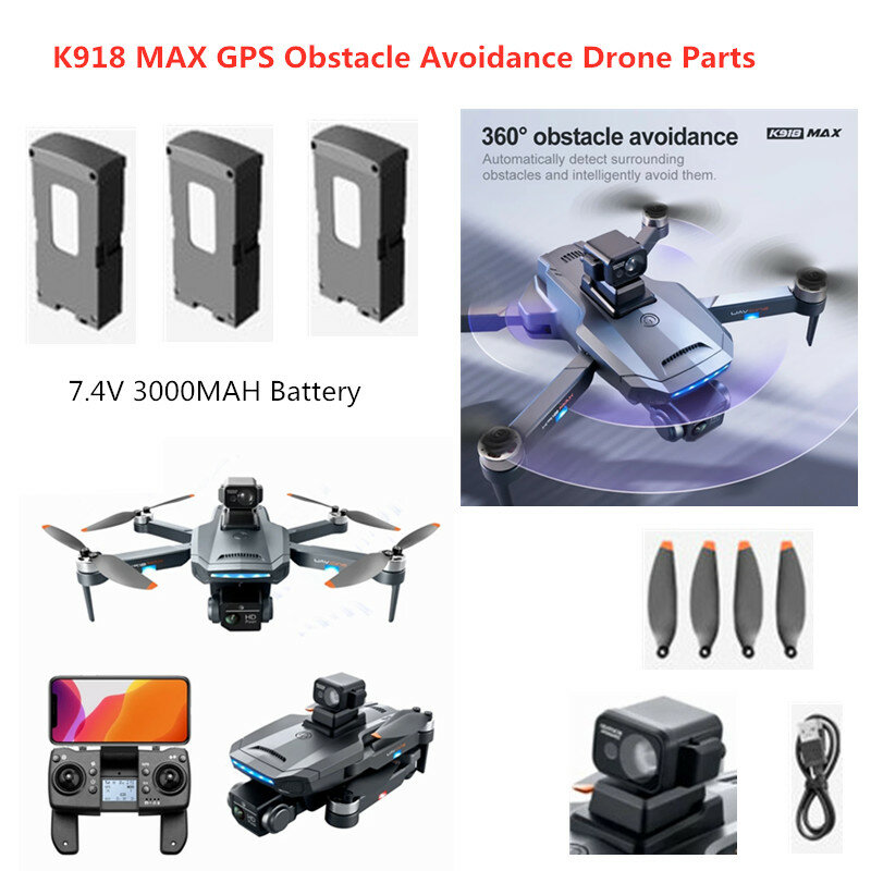 K918 MAX GPS Obstacle Avoidance Drone Accessories 7.4V 3000mAh Battery Propeller K918 max Drone Battery Blades K918 MAX Dron Toy