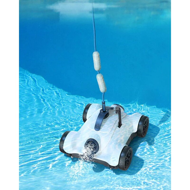 Automatic Robotic Pool Cleaner, with Dual Drive Motors, IPX8 Waterproof, and 33FT Floated Cord - Ideal for Home Pool Cleaning
