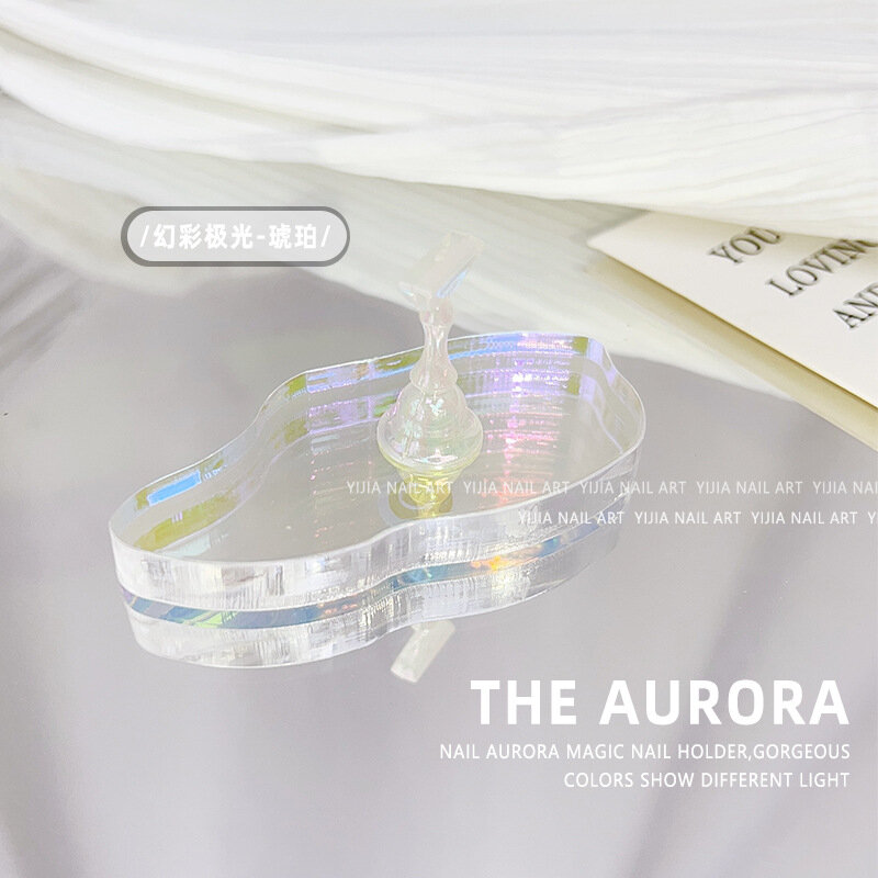 Aurora False เล็บปลอมการฝึกอบรมผู้ถือขาตั้งฐานเล็บอะคริลิก Art จอแสดงผลอุปกรณ์ทำเล็บแม่เหล็ก