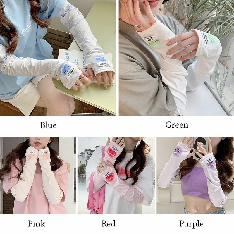 Women Cycling Driving Anti-UV Sun Protection Arm Sleeves Elbow Cover Ice Silk Gloves Arm Covers