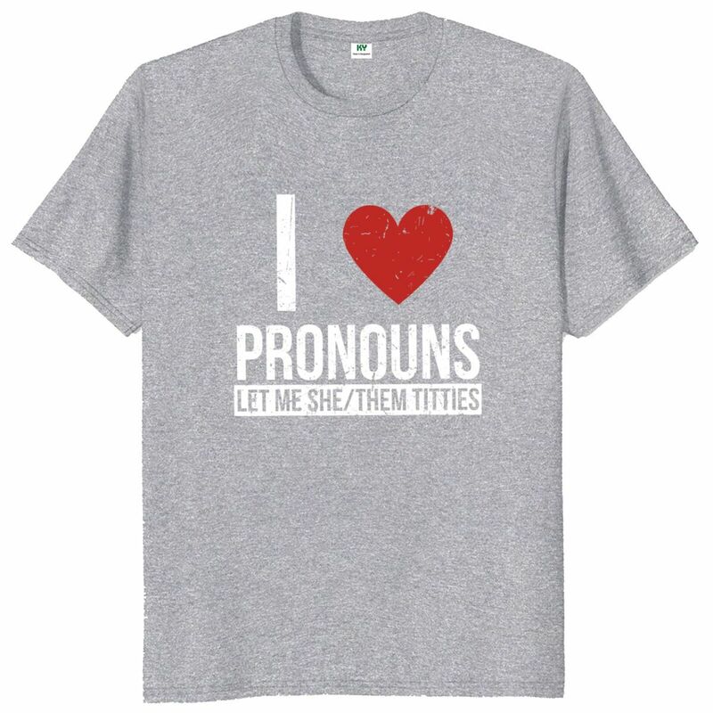T-shirt rétro unisexe à col rond, T-shirt I Love Pronoms, Let Me She Them Titties, Lgbt Humor Gift, Y2K Tee, Y-100% Cotton, Soft
