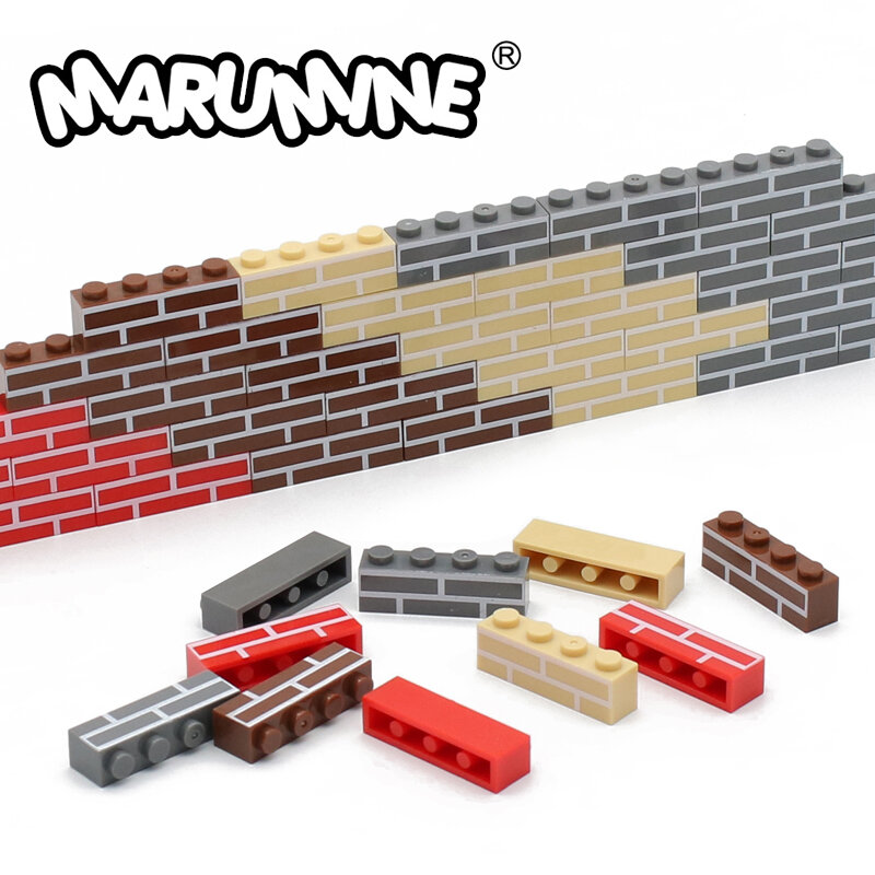Marumine 30PCS 1x4 빌드 벽돌 집 벽 대량 빌딩 블록 MOC 도시 스트리트 뷰 부품 액세서리 15533 3010 호환