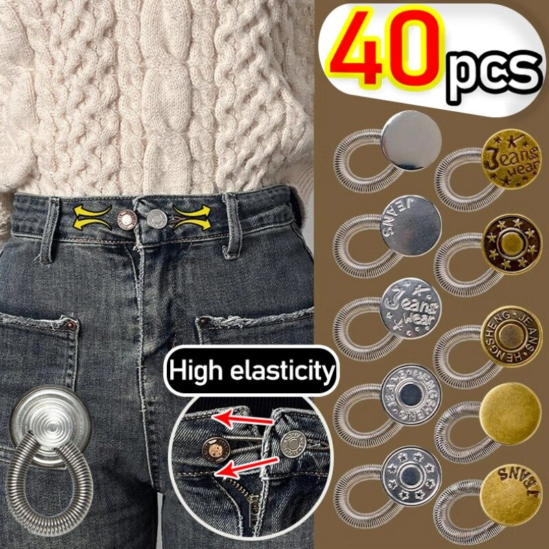 Spring Adjust Jeans Waist Button Expand Waistline Buckle Elastic Stretching Waistband Extender Adjustable Pants Waist Expanders