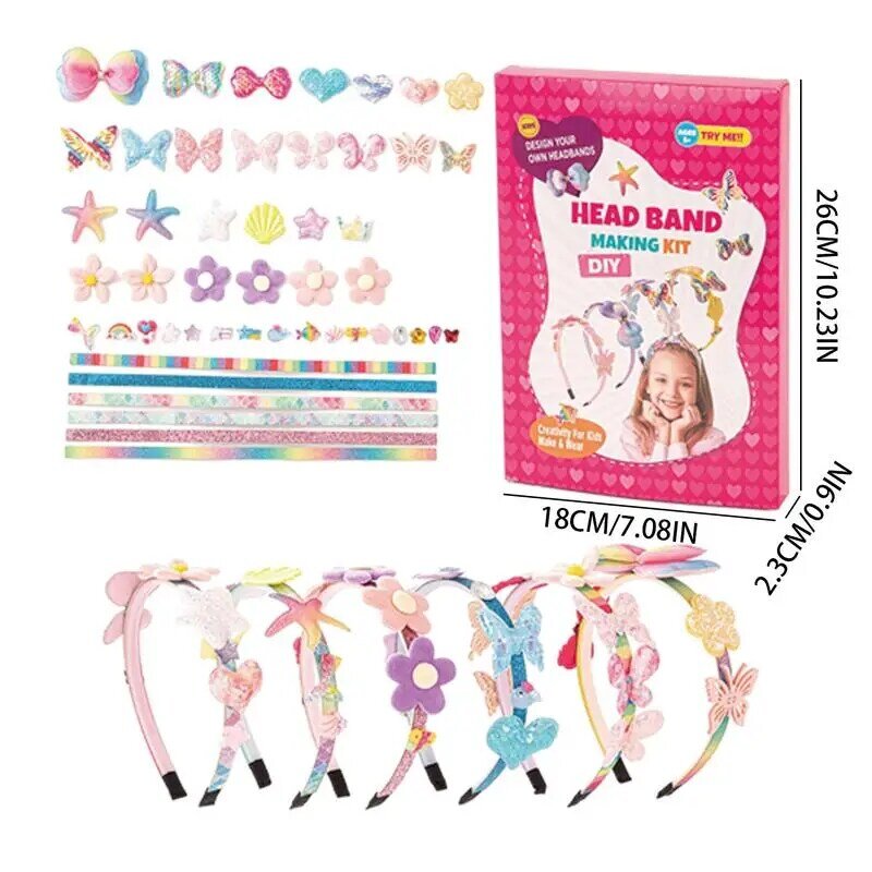 Stirnband machen Kit für Mädchen DIY Stirnband Kit mit 6 Bändern Spaß Stirnband machen Kit machen Sie Ihre eigenen Stirnbänder für Mädchen Kinder