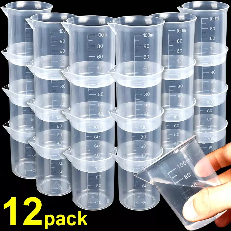 Taza medidora de 100ml, vaso de plástico transparente, contenedor de laboratorio químico, jarras, herramienta para hornear de cocina, venta al por mayor