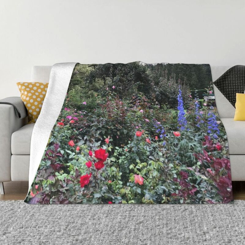 Butchart Garden Flowers Throw Blanket Luxury Brand Decorative Sofa Blankets