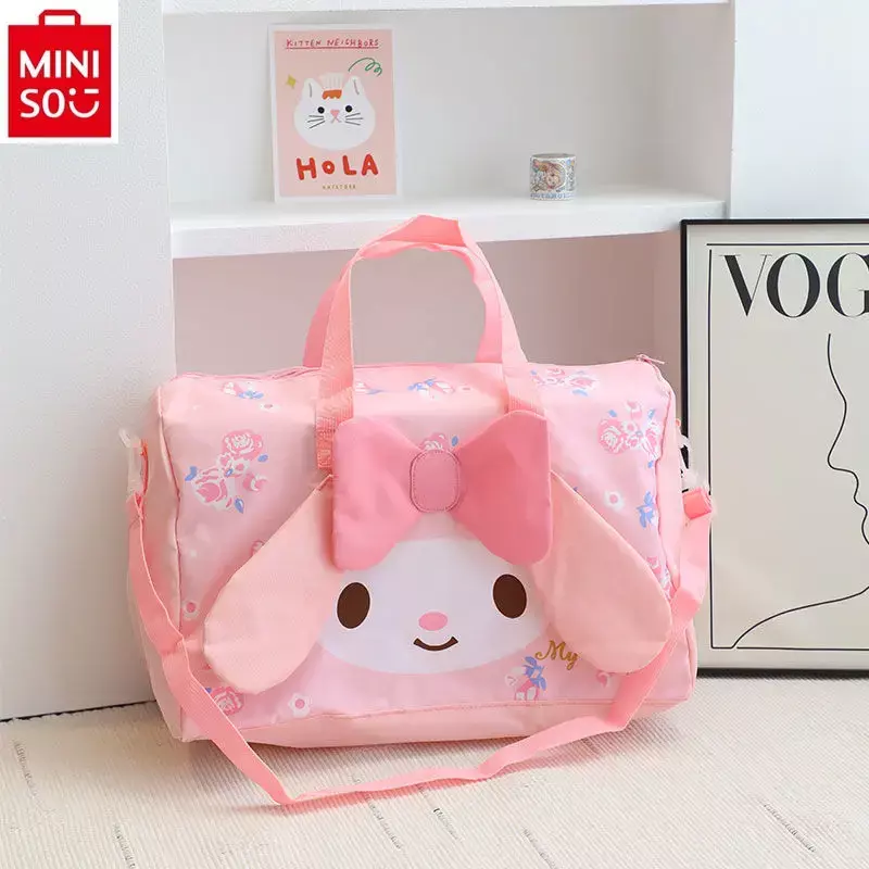 MINISO Sanrio Hello Kitty Kuromi bolsa de equipaje plegable para mujer, bolsa de viaje de almacenamiento multifuncional de gran capacidad para ocio