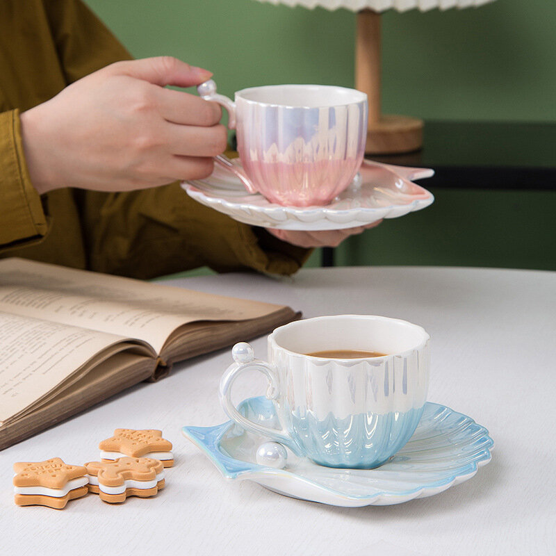 1 Satz Kaffeetasse mit Untertasse Keramik Kaffeetasse Frühstück Milch Wasser Tasse für Mädchen Geburtstag Weihnachts geschenk Perlens chale