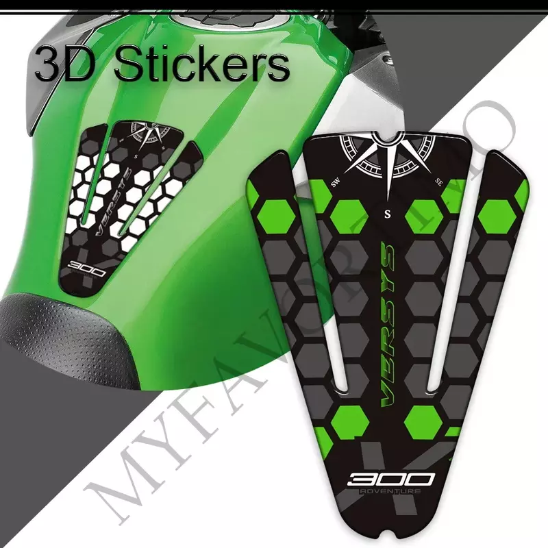 Motorcycle  3D Decals  Gas Fuel Oil Kit Knee Protector Tank Pad Grips For Kawasaki Versys X 300 X300 Versys-X