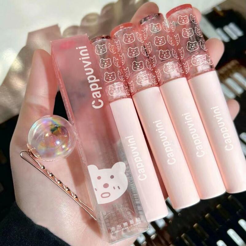 Cherry Pink Lip Plumper Gloss Crystal Jelly Oil Lip Tint Korean Long-lasting Waterproof Lipstick Lips Plumper Liquid Lipstick