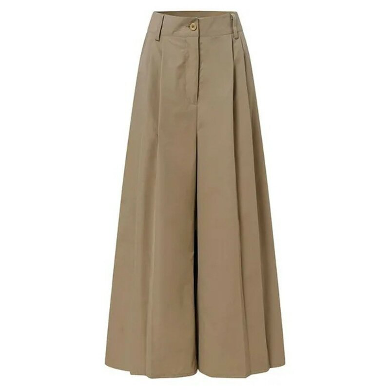 European and American Style Long Pants For Women Solid Color Fashion Elegant Temperament High Waisted Loose Wide Leg Pants