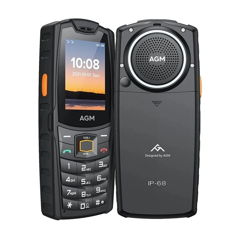 AGM M6 견고한 휴대폰 4G, IP68 푸시 단추 키패드, 2500mAh 듀얼 SIM 기능, 시니어용 셀룰러