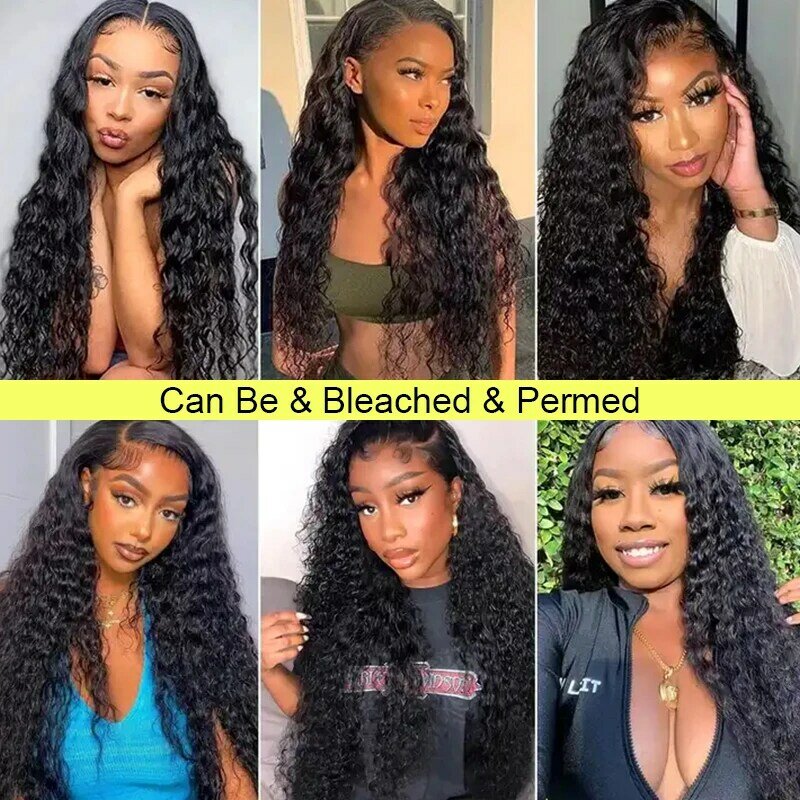 30 34Inch Water Wave Lace Front Wig Human Hair For Women 13x4 Brazilian Glueless Deep Wave Frontal Wig Pre Plucked Wet And Wavy