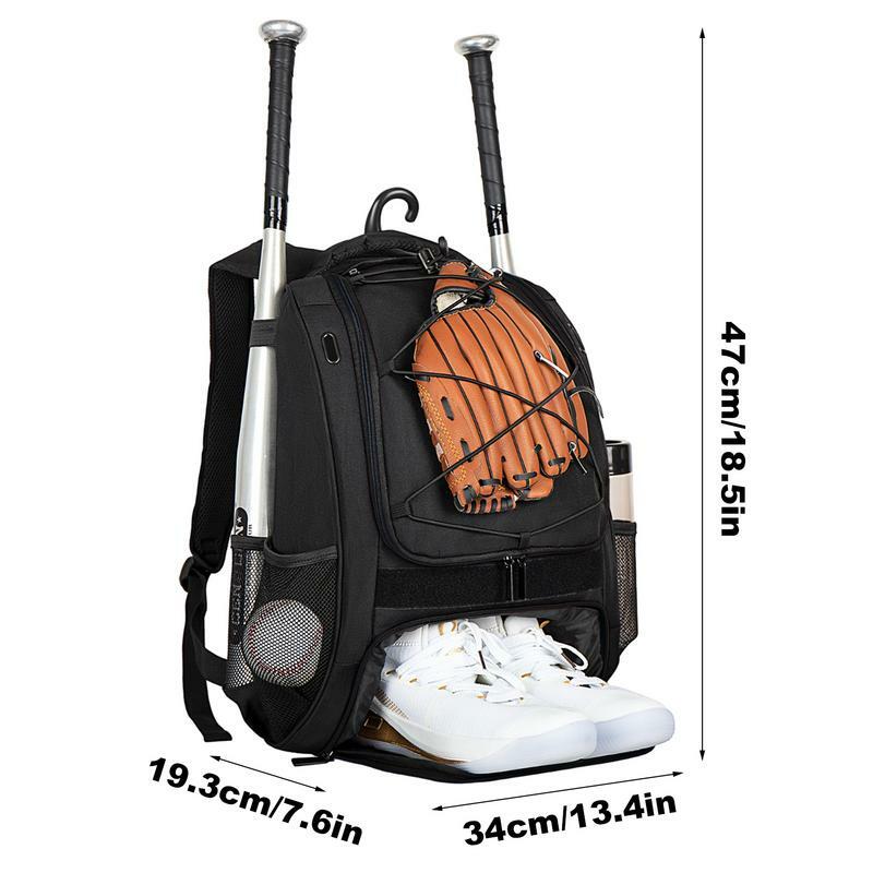 Bolsa de béisbol con compartimento para zapatos para niños, mochila de Softball juvenil, gran capacidad, bate de béisbol