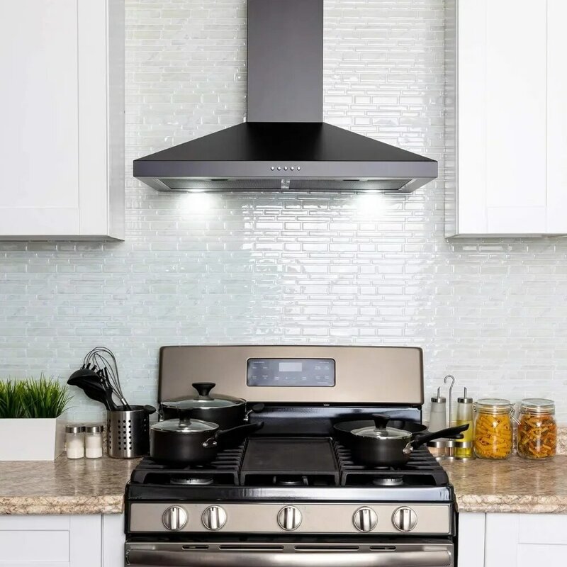 Вытяжка-30-дюймовая Выдвижная кухонная настенная вытяжка, тихая и практичная, с черным углеродным фильтром из нержавеющей стали