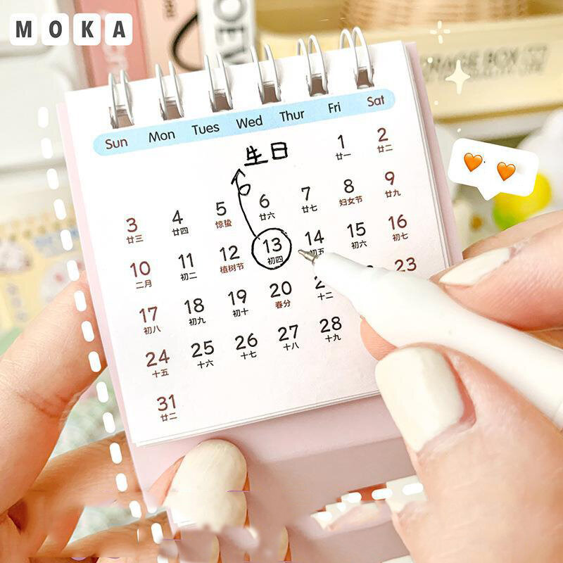 1 szt. Praktyczny Mini kalendarz biurkowy kalendarz biurkowy comiesięczny Calenda Multi-styl tabeli kalendarz papierowy 2024 uroczy prezent kalendarz biurkowy