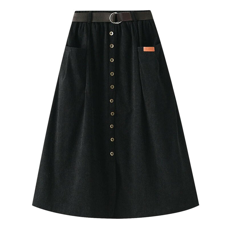Woolen Maxi Skirt Women Autumn Winter Warm Skirts Ladies Casual Loose A-Line Skirt Female Korean Elegant Office Lady Long Skirt