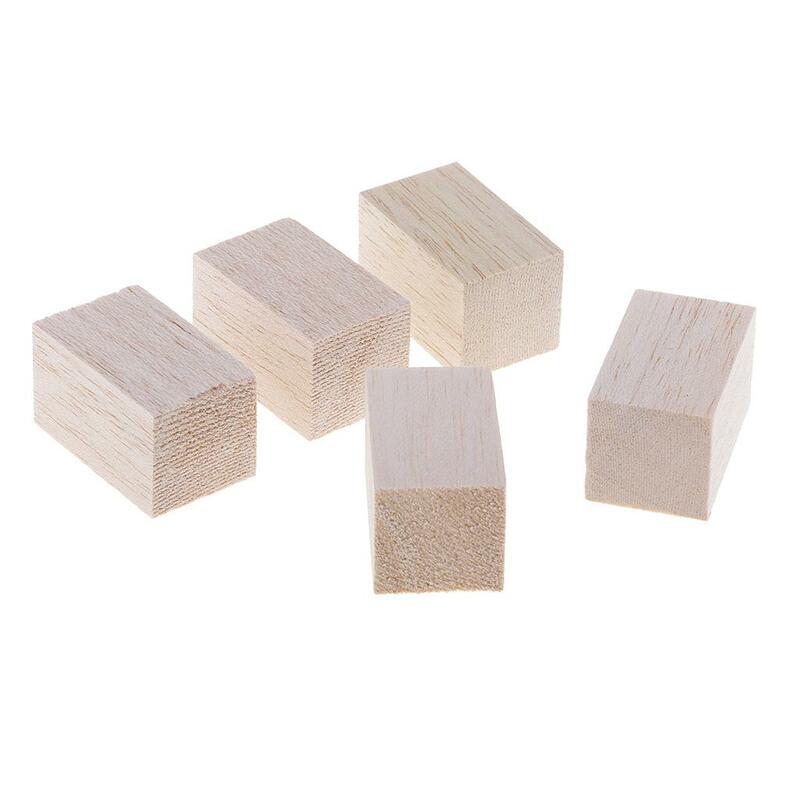 Bâtons de bois de balsa inachevés pour blocs photo, 5/10 paquets