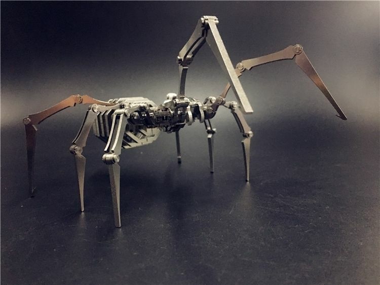 Mantis aranha besouro modelo de montagem de aço inoxidável brinquedos criativos desktop decoração do carro presentes do feriado