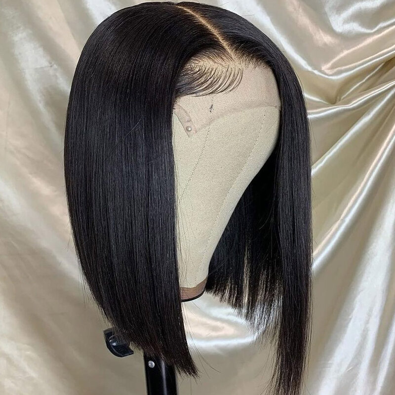 Pelucas de cabello humano para mujer, peluca con encaje frontal con densidad de 50% 180% 250%, cabello corto de estilo brasileño sin remy, de lazo de 13x4, tamaño de 8''-16''