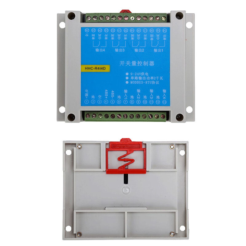 MODBUS RTU protocol 4 in 4 out control relay module RS485 switch input and output PLC module host controller