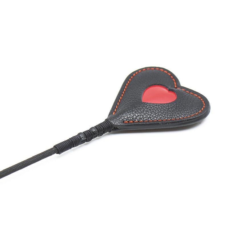 51CM Pu Leather Paddle, Heart-Shaped Riding Crop Pu Leather Horse whip,Submissive,Flog Spank Paddle