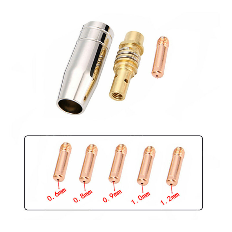 빈젤 15AK 토치 용접 액세서리 노즐, MIG 용접기용 접촉 팁, 0.6mm, 0.8mm, 0.9mm, 1.0mm, 1.2mm, 3 개