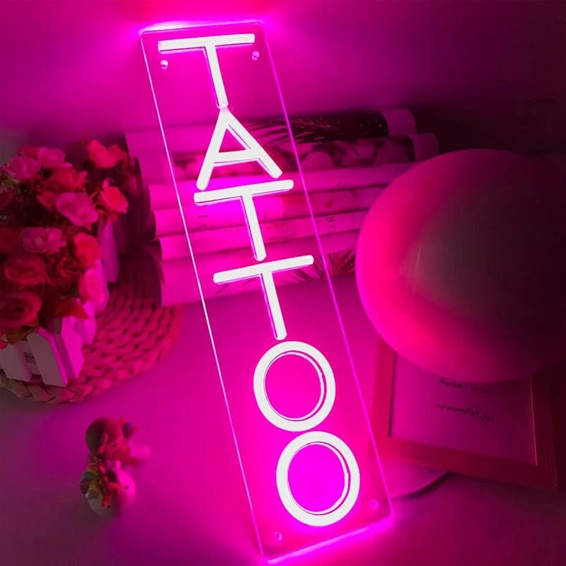 Tato Neon tato Studio, LED Pink menyenangkan dekorasi dinding seni komersial toko Logo tampilan jendela 5V USB