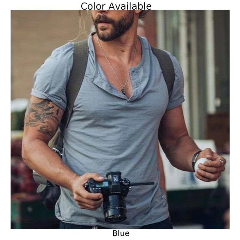 Summer Top T-Shirt Daily Holiday V-neck Vintage Breathable Casual Comfortable Fashion Henley Short Sleeve Shirt
