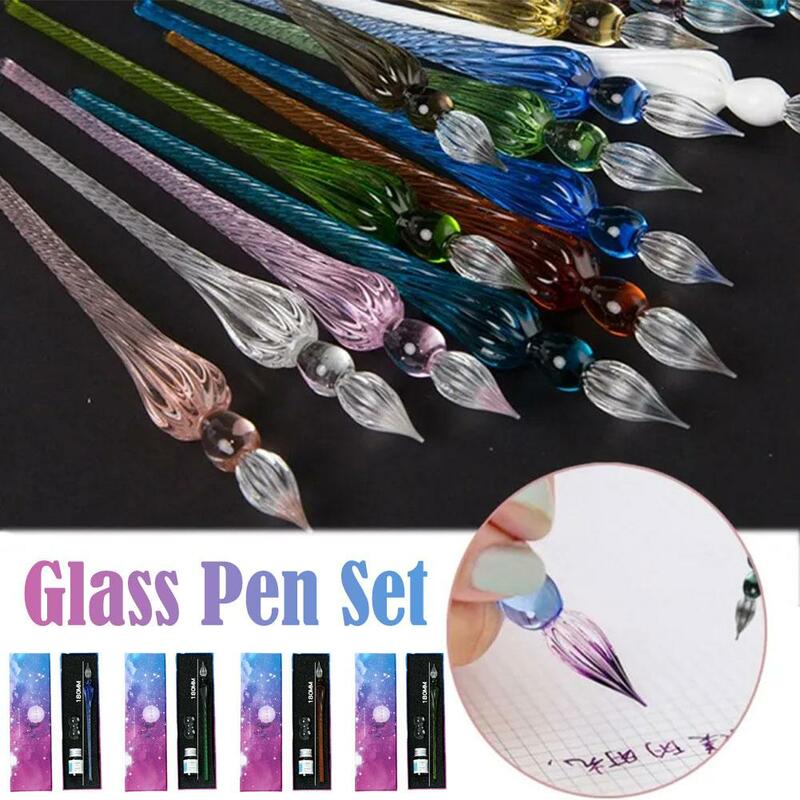 Starry Glass Pen Set 3 Pcs Sets Glass Signing Pen Dipping With Glass Pen Use Student Pen And Ink Holder Pen Cr Q5h2